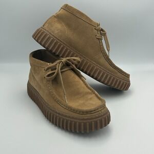 Clarks Torhill Desert Boots Suede Mens‎ 7.5  Womens 9 Chukka Style Brown Lace Up